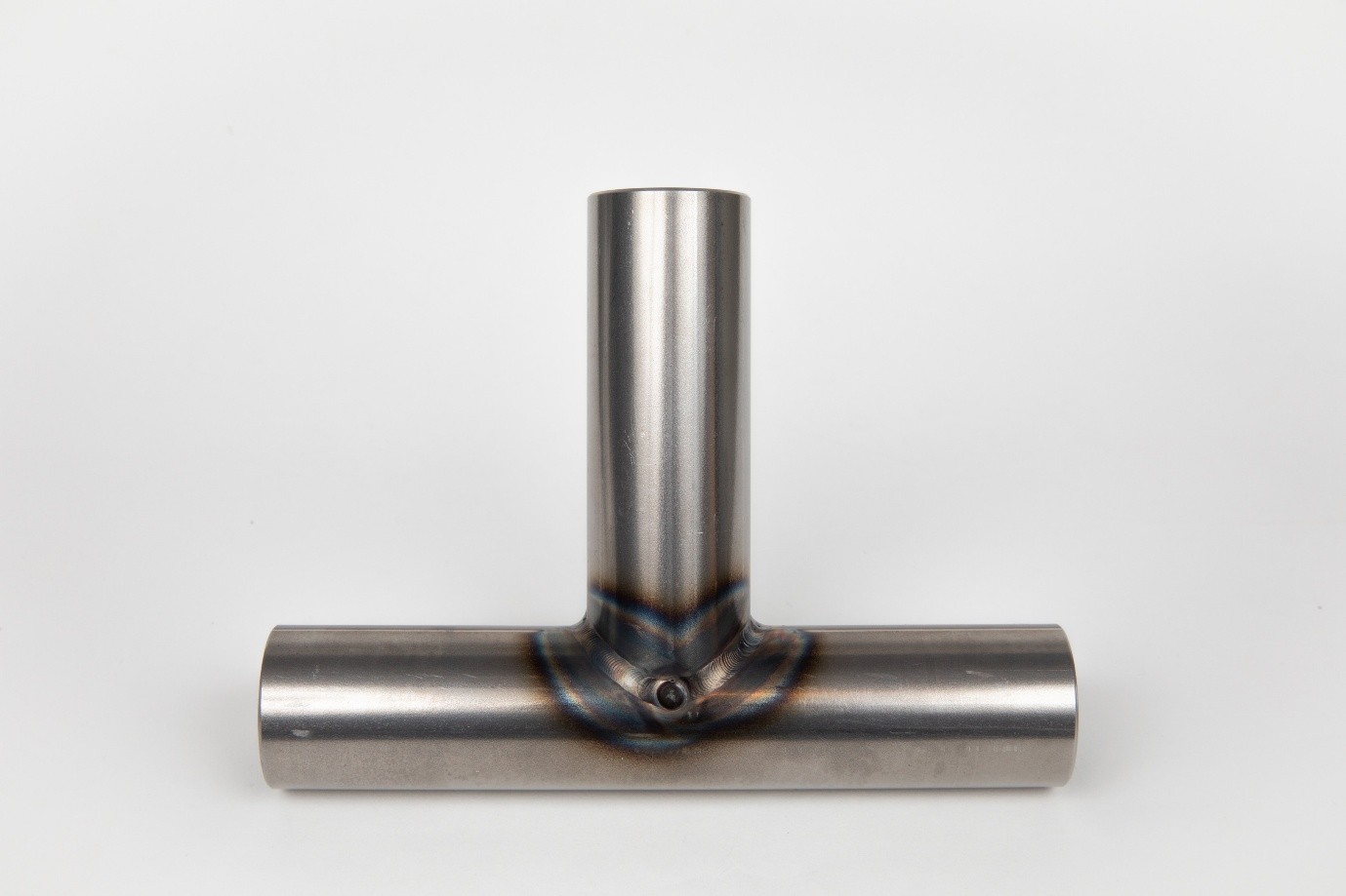 TIG welded UltraTube RS tee joint demonstrating controlled heat affected zone profile and consistent weld geometry.